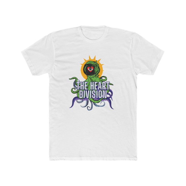 "Green Octopus Astronaut" Unisex T-Shirt front, in white