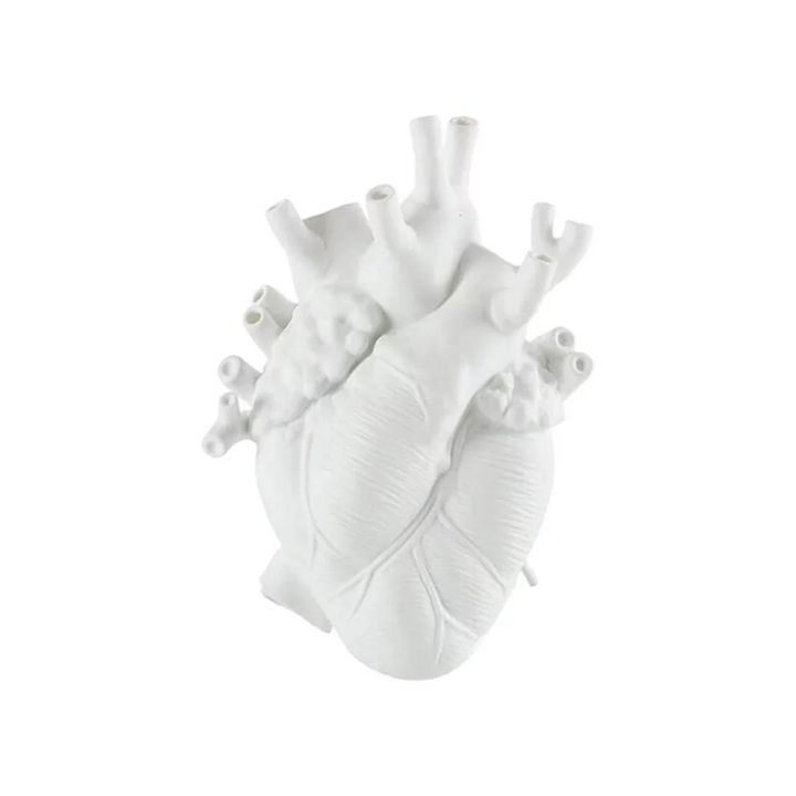 Human Heart Vase in white