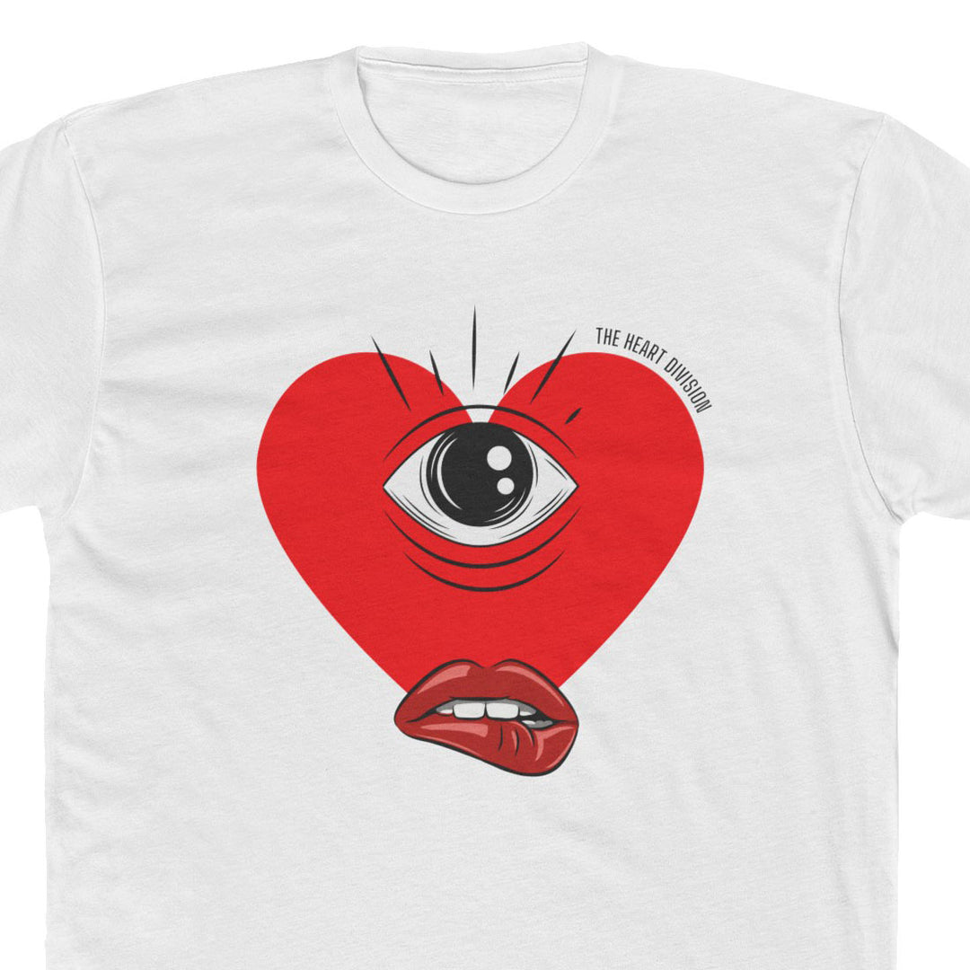 "Tempestuous Heart" Unisex T-Shirt close up of design